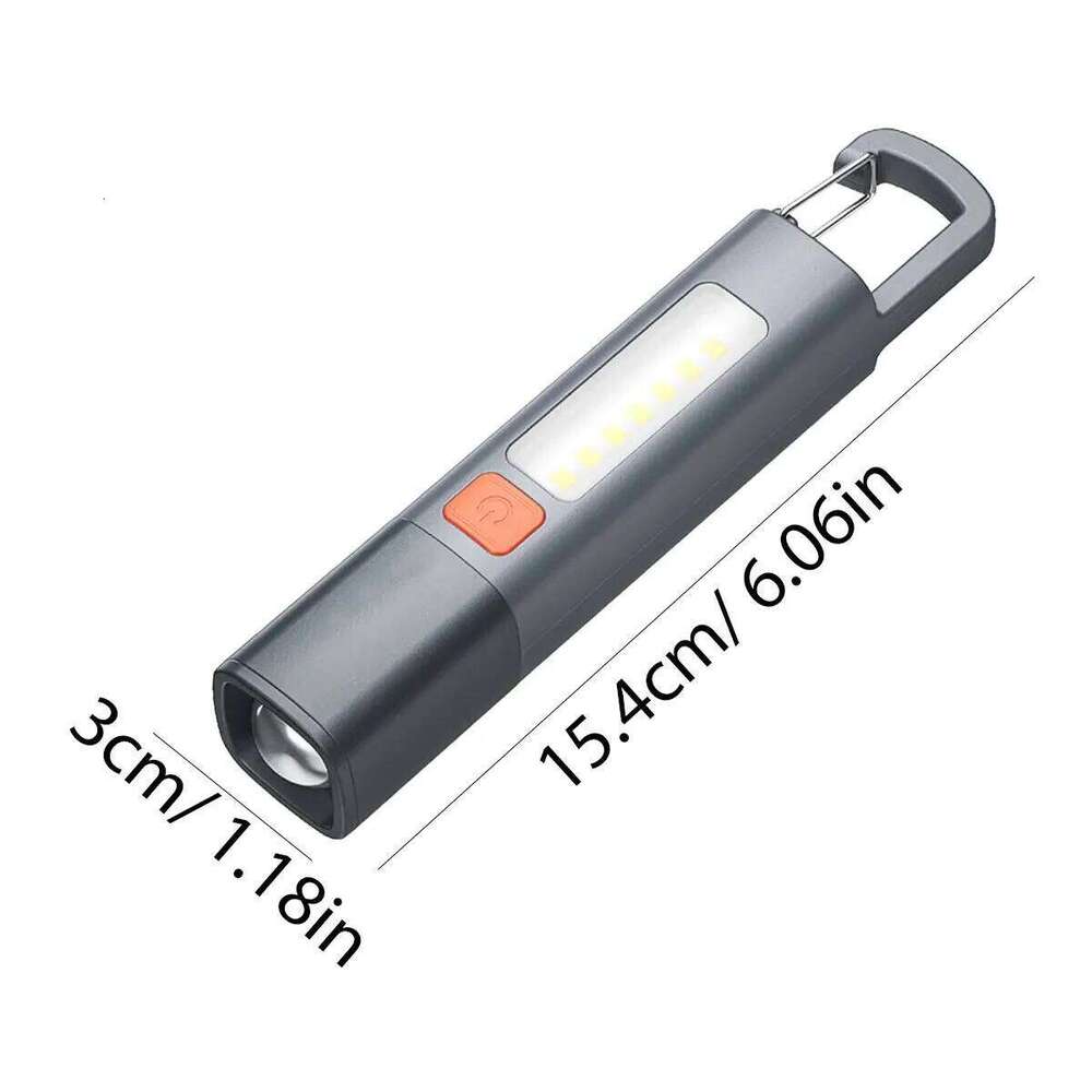 Strong Lighting ABS Flashlamp USB Charging Portable Outdoor Small Flashlight Camping Hanging Telescopic Focus COB Side Lamp H260131