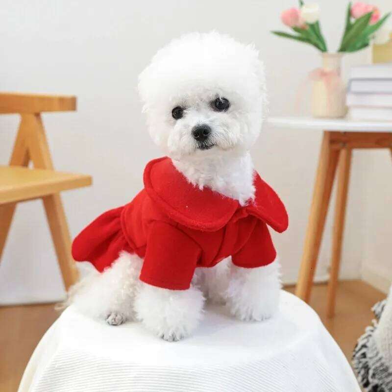 1PC Christmas Elk Pet Clothes Dog Cat Thickened Warm Red Dress H260130