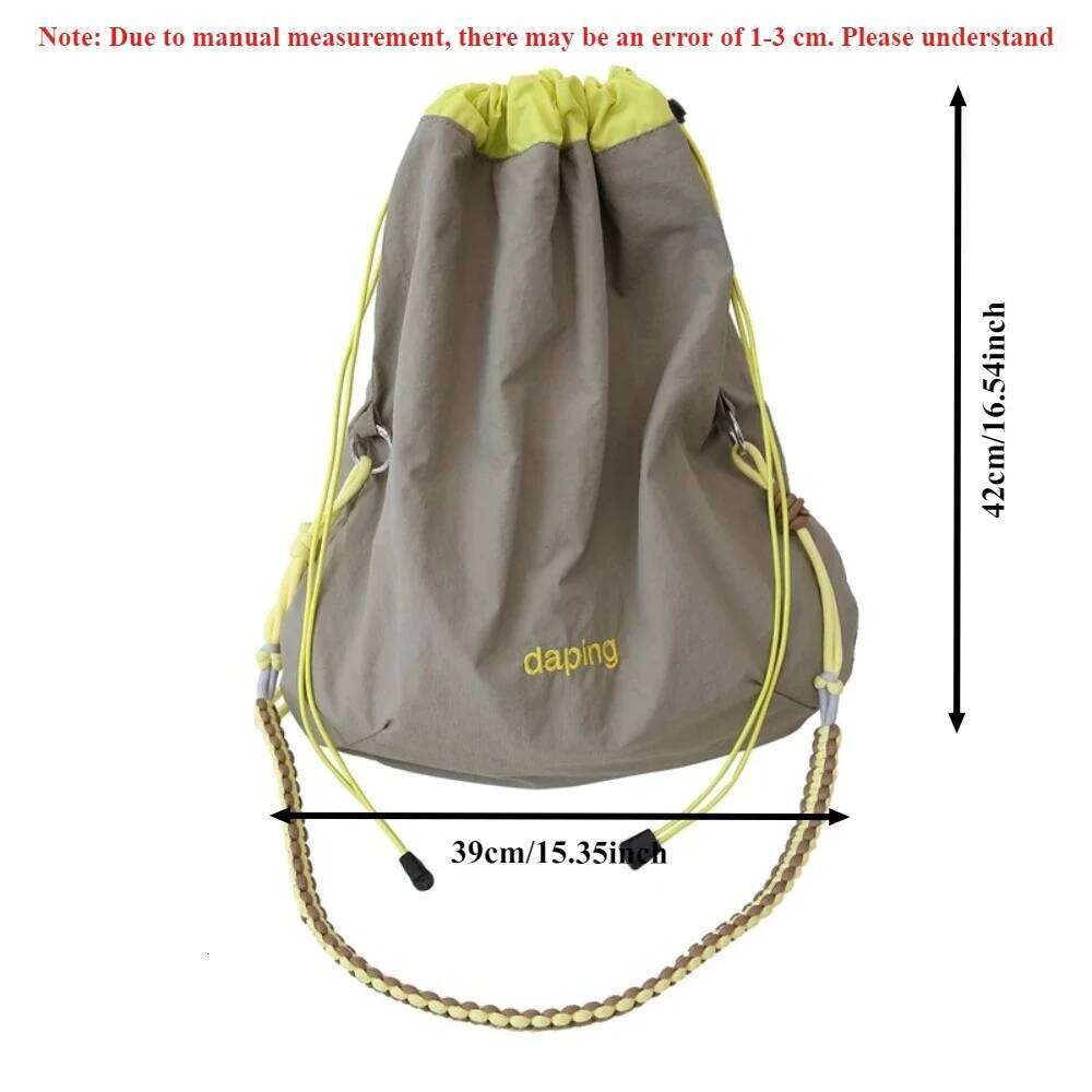 Contrast Color Letter Crossbody Large Capacity Nylon Drawstring Girl Women Handbags 2025 Casual Lightweight Shoulder Bag