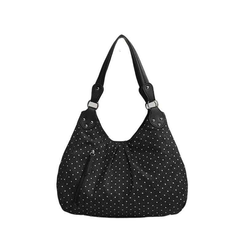 Fashionable Vintage Messenger New Polka Dot Handbag Korean-style Large-capacity Tote Versatile Comfortable Casual Bags XJ260130