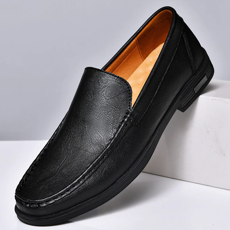Genuine Leather Slip on Loafers Men Formal Dress Shoes Office Driving Wedding Party Mocasines Hombre Big Size Casual Shoes 260126