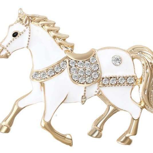 French New Style Creative Alloy Enamel Oil Drop Rhinestone Horse Brooch Exquisite Women's Clothing Accessories Pin Versatile Matching Piece