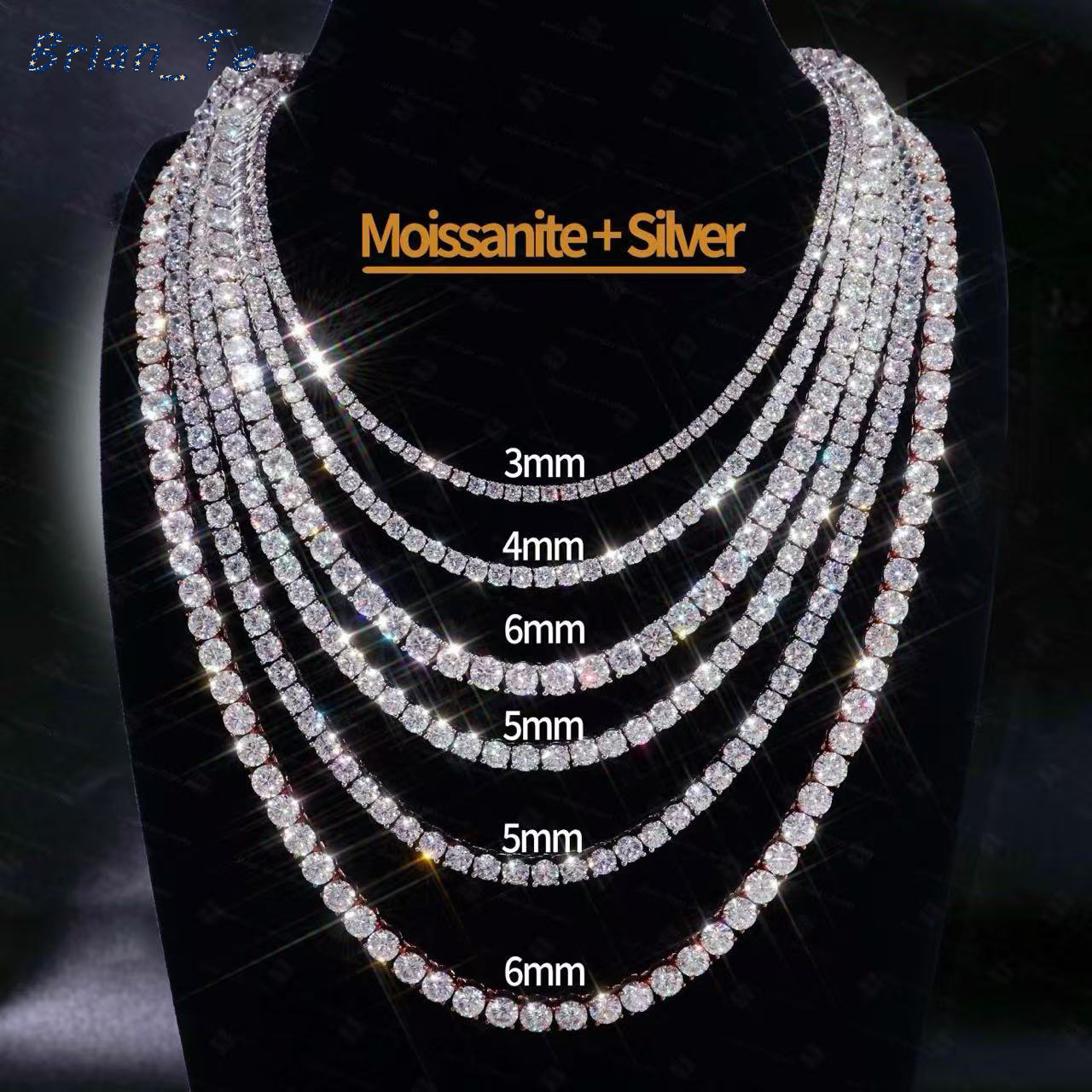 Cheapest 3mm 4mm 5mm 6mm Iced Out Chain Tennis Men White Gold S925 Moissanite Tennis Chain
