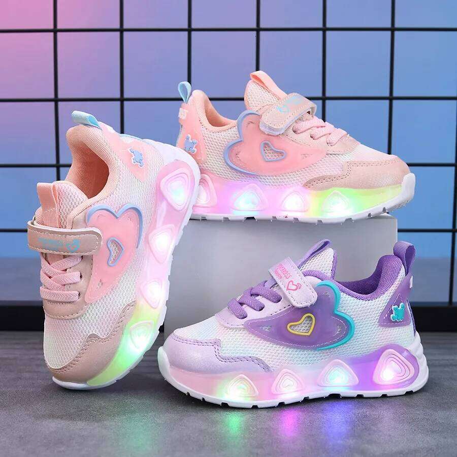 New Sneakers LED Light Illuminated Children's Boys and Girls Mesh Breathable Casual Sports Shoes 1-6 Year Old Y260128