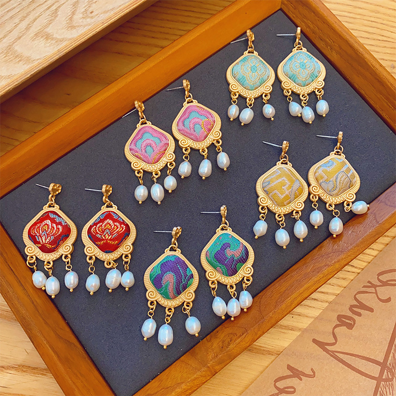 Exquisite New Chinese Style Handmade Tassel Earrings With Colorful Design Pearl Earrings High Quality Gifts Versatile Earrings