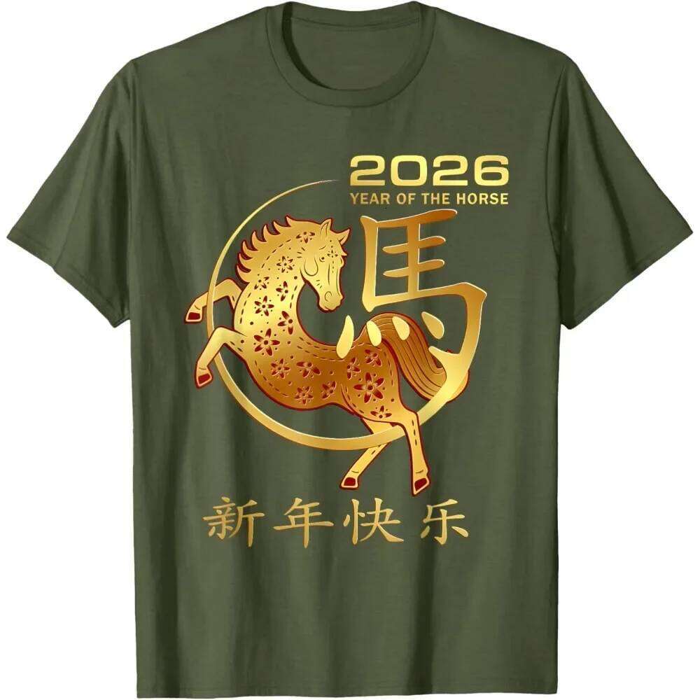 Lunar Happy Unisex Tshirt Chinese New Year of The Horse 2026 T-Shirt Women Men T Shirt Street Fashion Streetwear Tops C260131