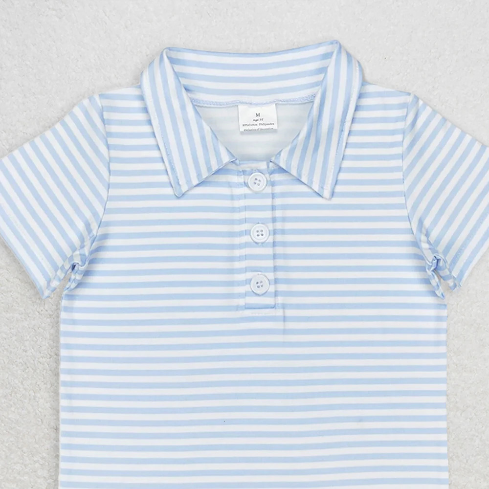 Baby Boys Pink Stripes Short Sleeve Polo Shirt Light Blue Stripe Kids Boys Buttons Tee Tops 260124