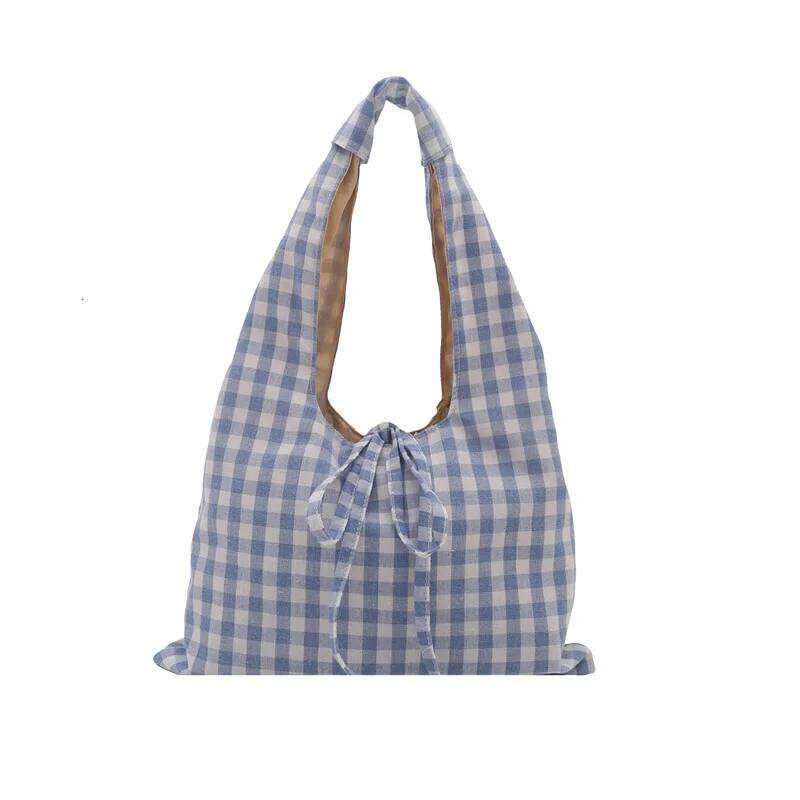Vintage Plaid Shoulder Bags for Women Large Capacity Versatile Ladies Vest Bag Lightweight Portable Female Shopping Tote Handbag XJ260130