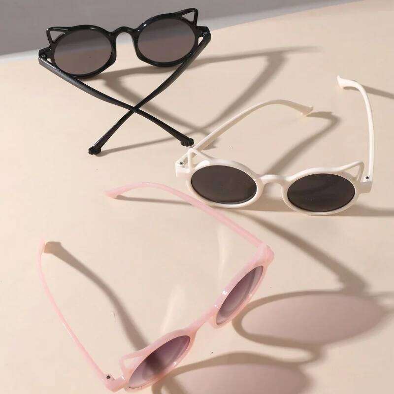 3PCS Cute Kitten Ear Cartoon Outdoor Sun Protection Children Sunglasses Classic Kids Eyewear Girls Boys Sunshade H260130