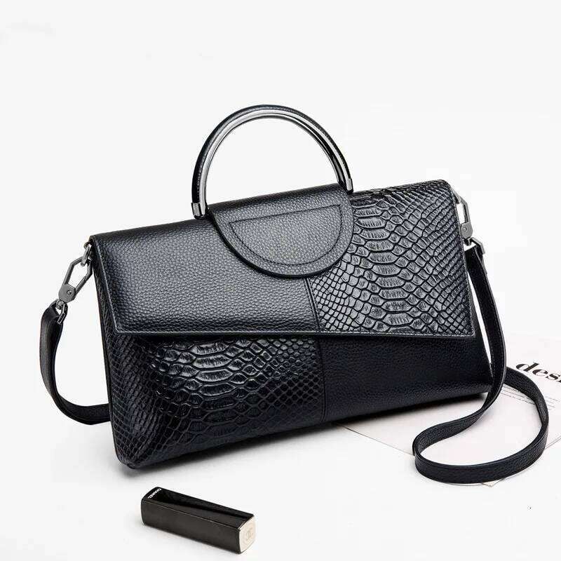 Fashion Temperament Convenient Pure Color Simple Ladies Business Bag Crossbody Handbag Crocodile Texture Snake Print
