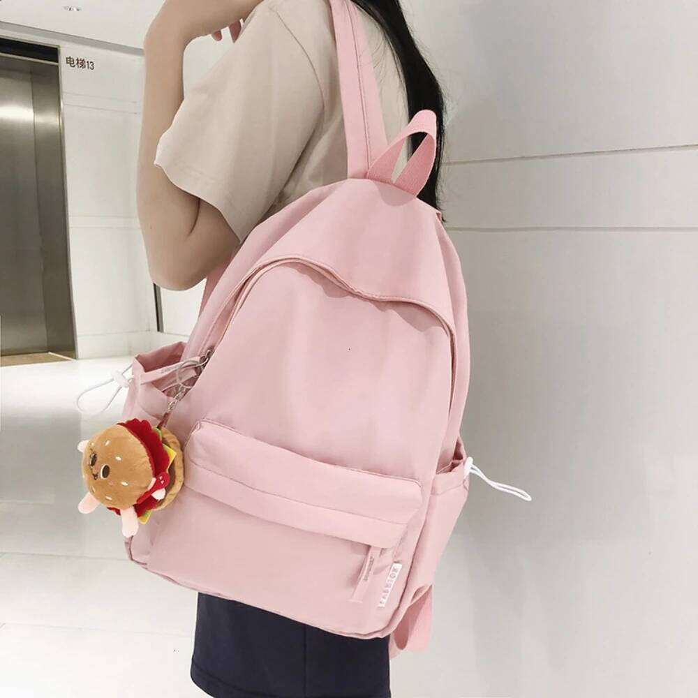 Fashion Schoolbag for Teenage Waterproof Nylon Girls Bagpack Cute Women Laptop Backpack Travel Bag Black Pink Bookbag Unisex