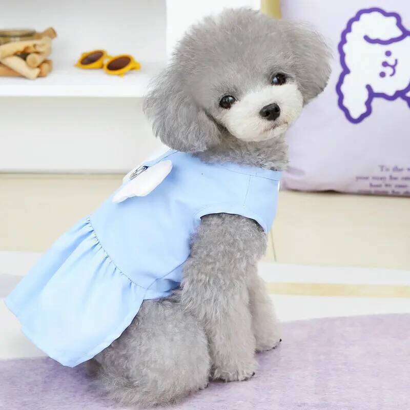 Angel Wing Dress for Small Dogs Shih Tzu, Puppy Sleeveless Summer Dog Clothes Princess Skirts Doggie Sundress with D-Rings H260130