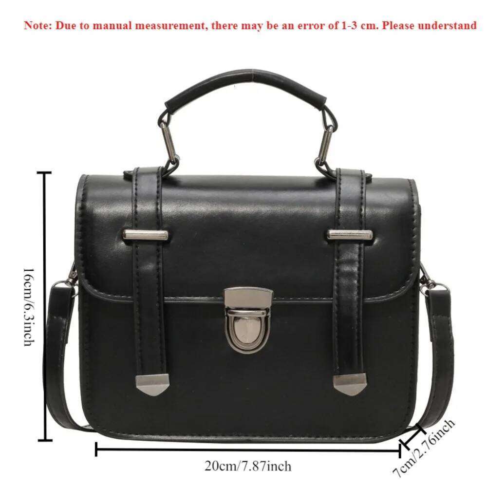 Girls Hundred Retro Small Square Bag Female Students Simple Crossbody College Style Shoulder Handbag Metal Lock Buckle Decoratio