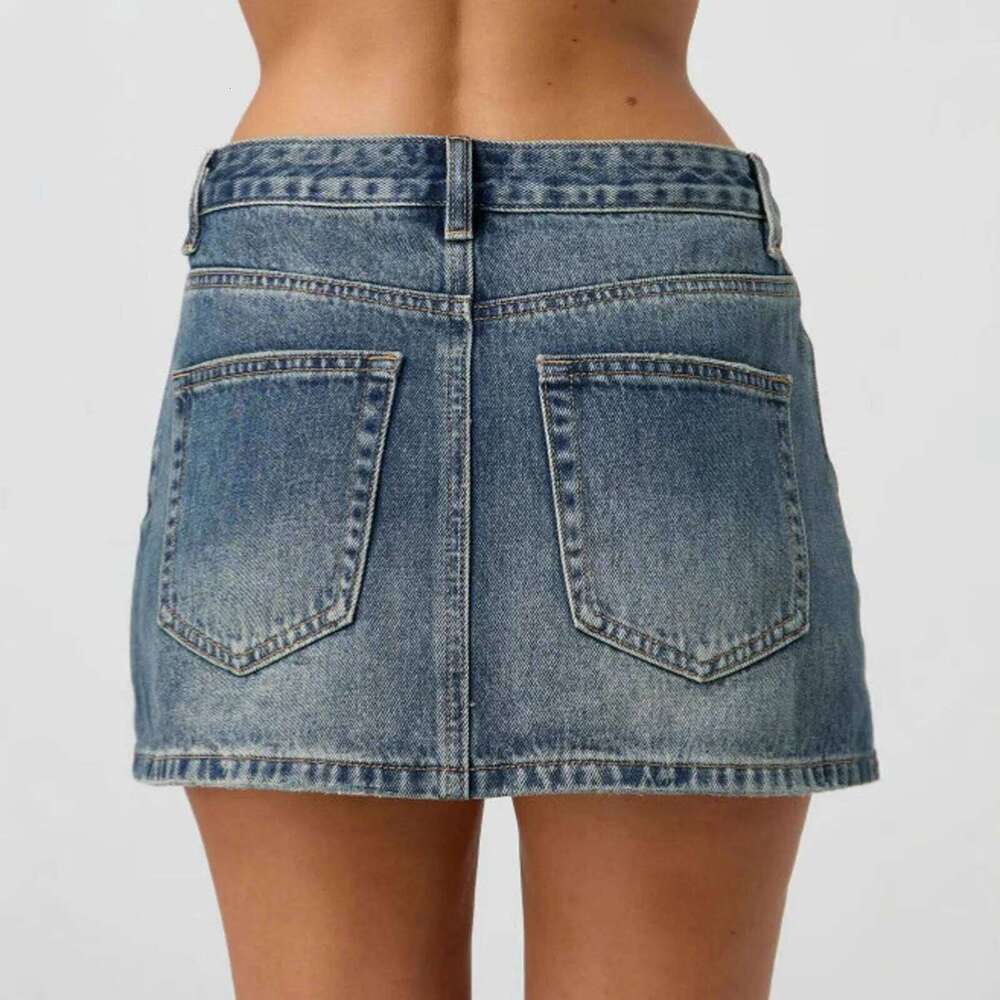 Vintage Denim Mini Skirts for Women Summer Fashion High Waist Straigth Short Faldas Casual Streetwear Classic Jean Skirt XJ260131