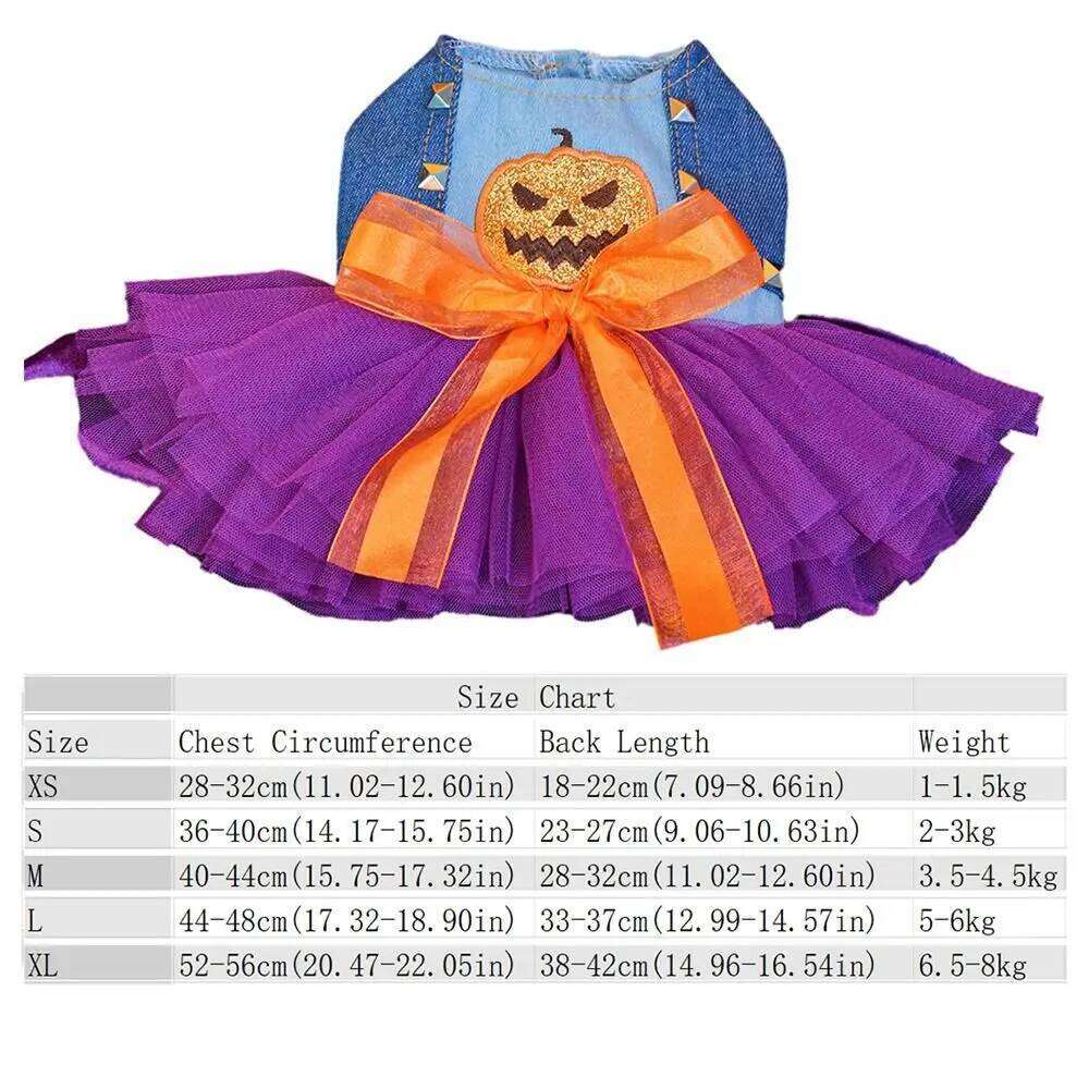 Pumpkin Halloween Dress Soft Adorable Lace Skirt Comfortable Chihuahua Size Small Dog Outfits Photograph Props H260130