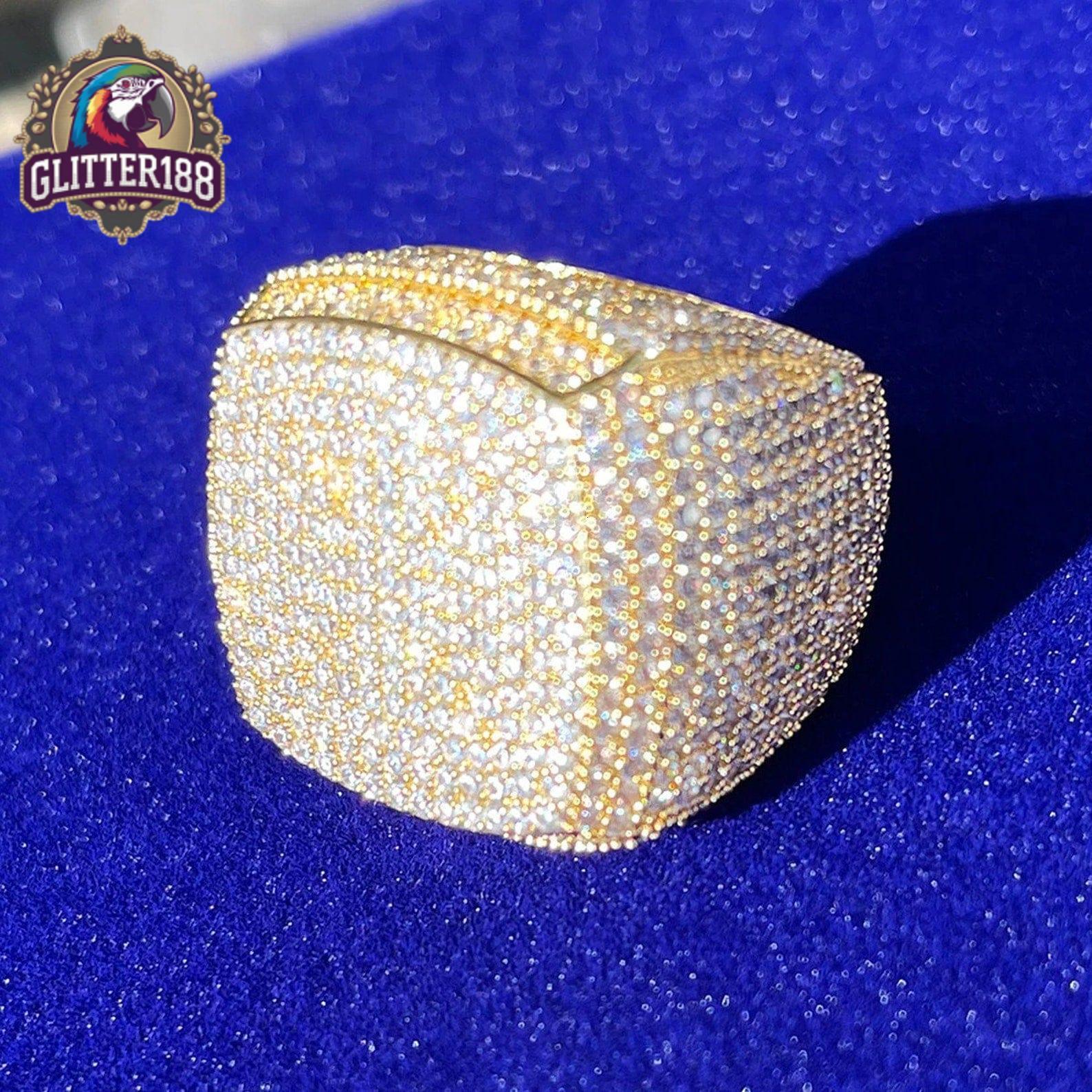 2026 Iced Out Moissanite Ring Men Hip Hop Jewelry S925 Silver Down Vvs Moissanite Ring