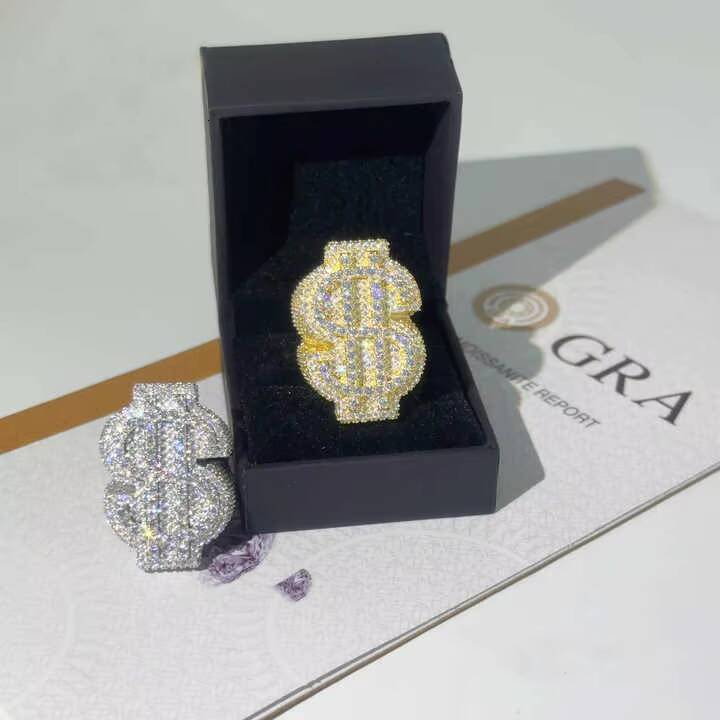 2026 Hot Selling Hip Hop Ring Heart Full Pave Personalized VVS Moissanite 925 Sterling Silver Ice Out Moissanite Men Diamond Ring