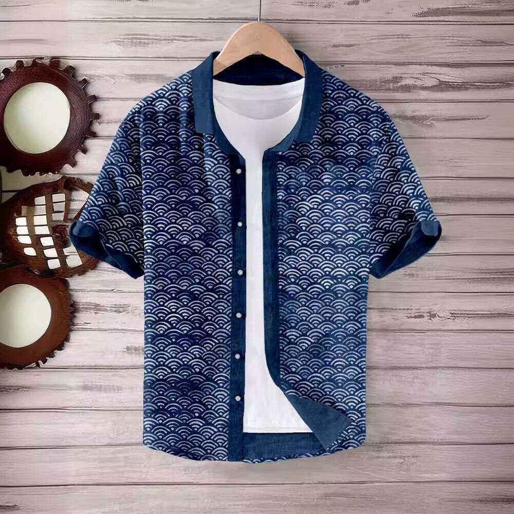 Hot-Selling Cross-Border Summer Chinese Style Digital Print Short-Sleeve Men's Stylish Comfortable Personality Shirt Luanyun Luanyun