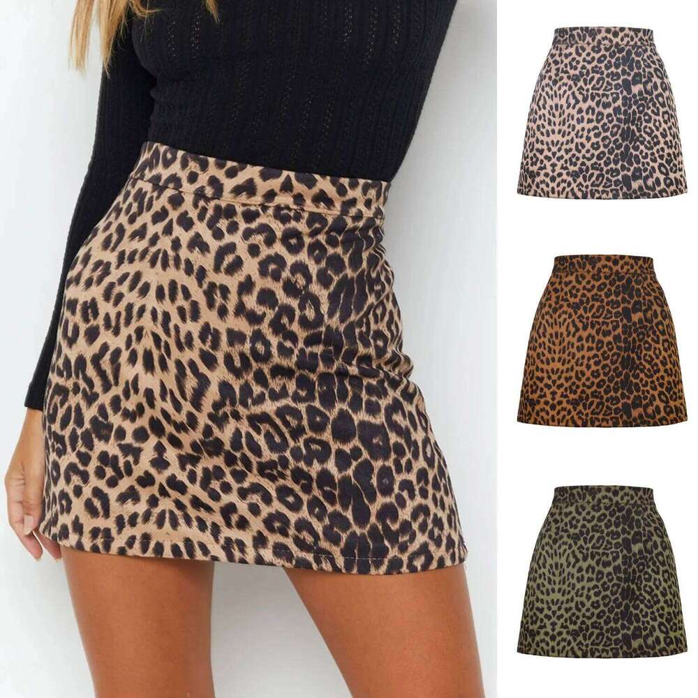 Summer Short 2024 Leopard Ins Couture Faux Quality Pack Hip Sexy Tall Waist Zipper Skirt Women Sweet WSL4346 XJ260131
