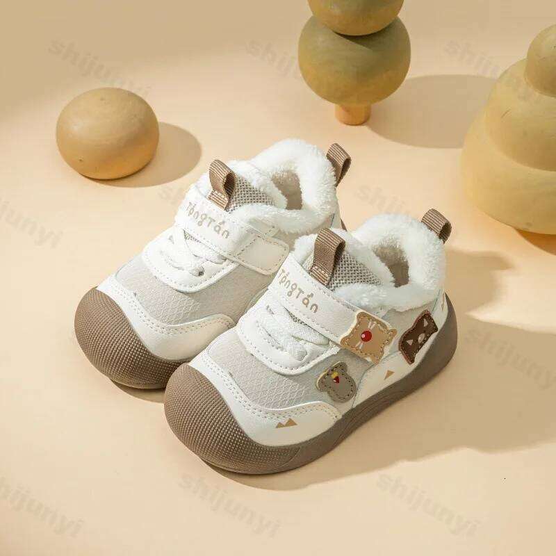 Baby Casual Sneakers Winter New Cute Cartoon Boys Girls Plush Warm Toddler PU Leather Shoes Fashion Non-slip Kids Walking Shoe Y260128