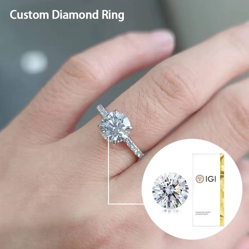 IGI Certified Fine Jewelry 1ct D VVS2 Round EX Cut Diamond Wedding Engagement Ring 10K 14K Gold HPHT CVD Lab Grown Diamond Ring