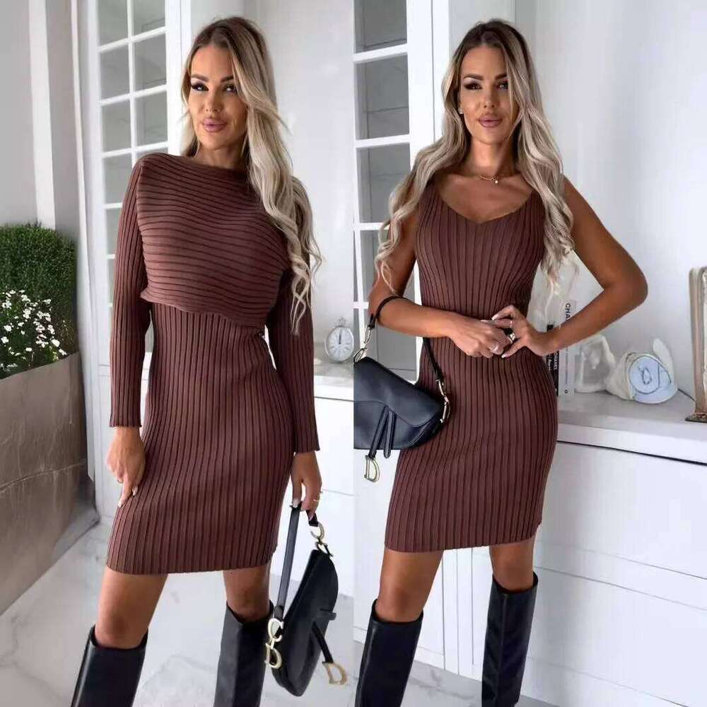 New fashionable casual sexy suit for women in autumn, with a long sleeved top and camisole skirt XJ260131