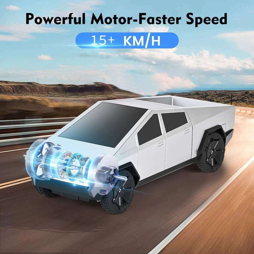 1:24 RC Cybertruck Pickup 4WD Off-Road Remote Control Car, 27Mhz High-Speed Dual Motor Truck with LED Lights,Gift for Boys Kids Y260131