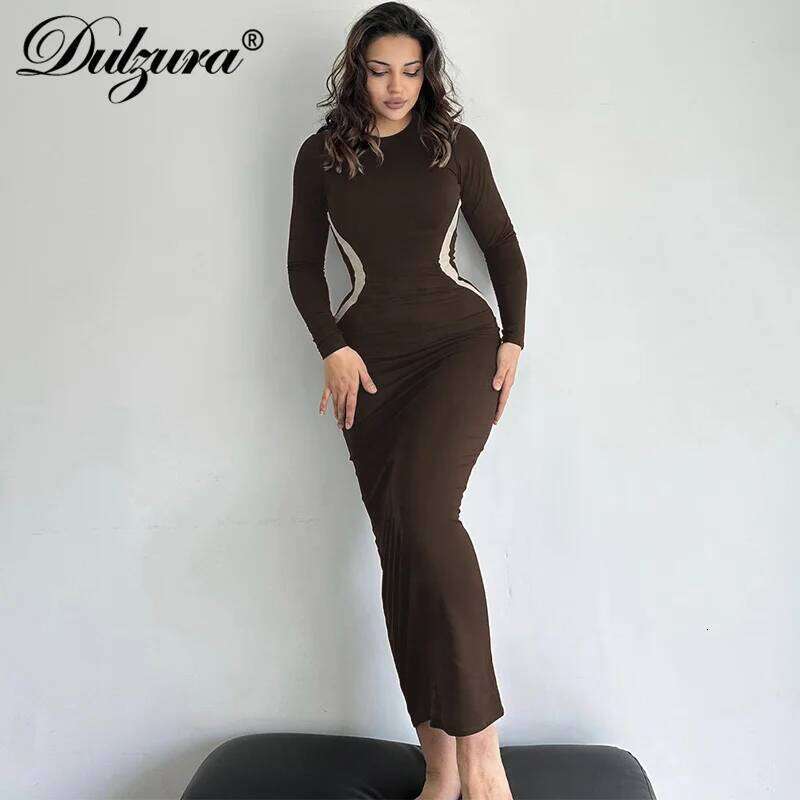 Hawthaw Women 2023 Autumn Winter Sleeve Party Club Streetwear Bodycon Black Long Dress Wholesale Items For Business XJ260131