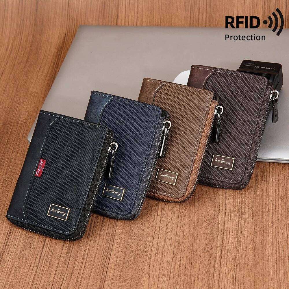 RFID Card Male Photo Holder Coin Pocket Man Purses Mens Wallet 2025 Luxury Brand Simple Short Men Zipper Wallets