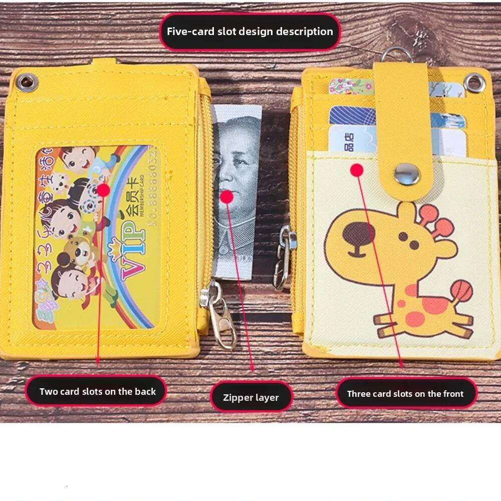 Portable Coin Purse Wallet Keychain Office Work Business ID Card Credit Badge Holder Bus Cards Cover Zipper Pocket PU Leather