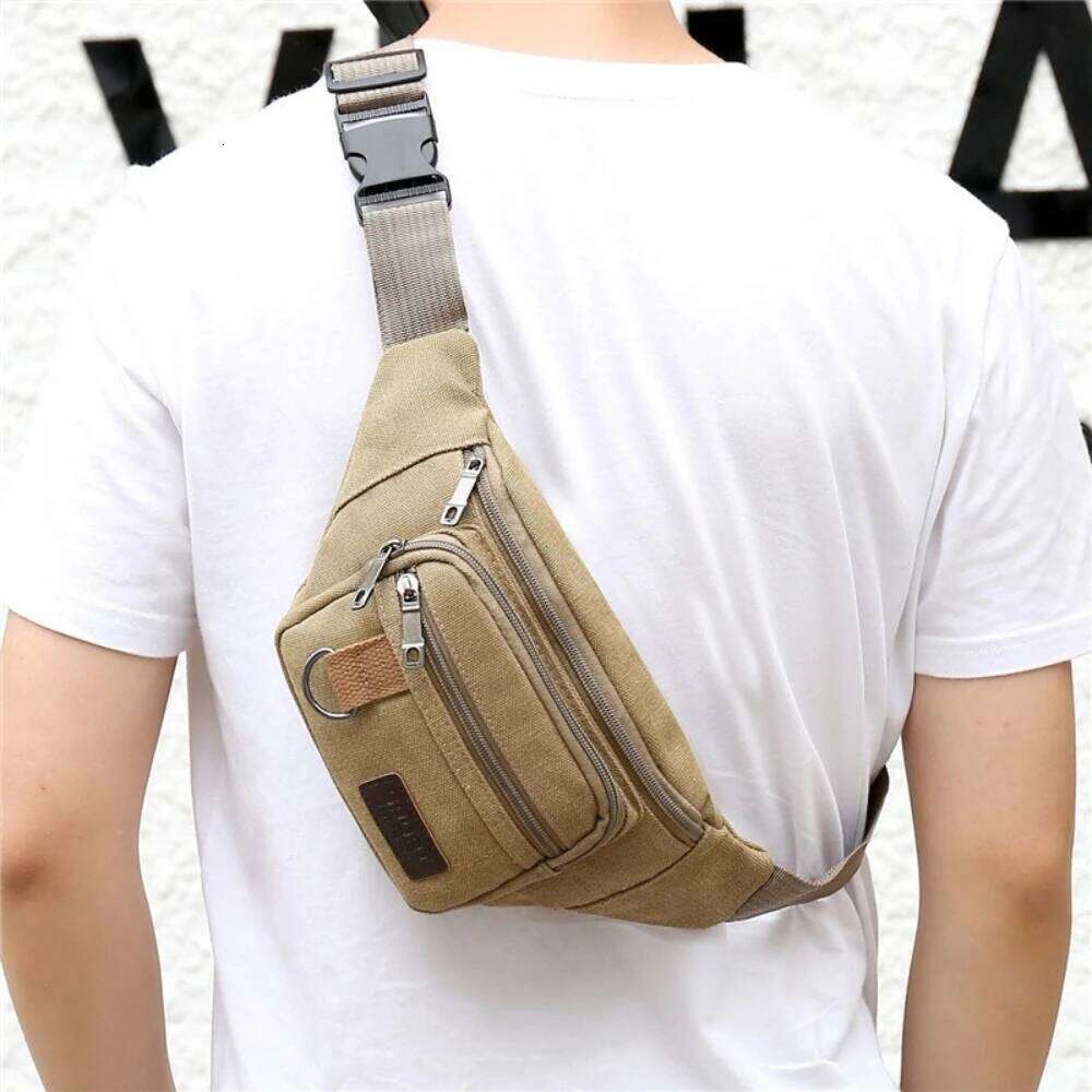 Thick Canvas Waist Outdoor Leisure Sports Crossbody Chest Men's Portable Change Phone Bag, Multifunctional-A-DH 2025