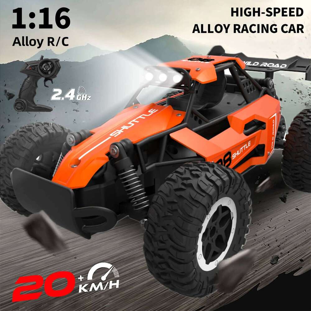 1:16 Scale 2WD Remote Control Car, 20KM/H High-Speed Off-Road RC Vehicle with LED Lights, Drift Racing Toy for Kids Adults Y260131