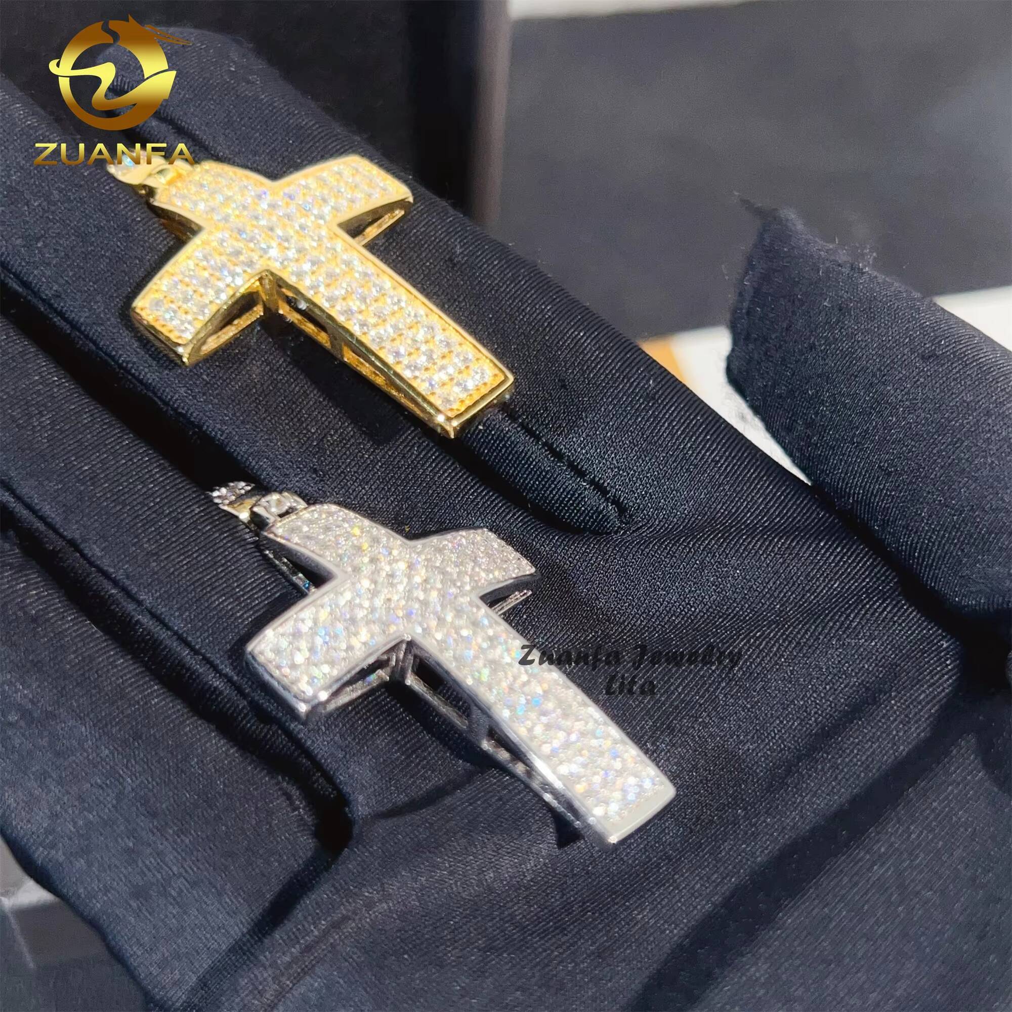 Rapper Jewelry Custom Hip Hop New Design 925 Sterling Silver Iced Out Cross VVS Moissanite Pendant