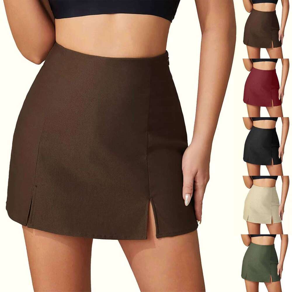 High Waisted Slim Fit Side Seam Women'S Elegant Casual Pants Outdoor Solid Color Short Skirt XJ260131