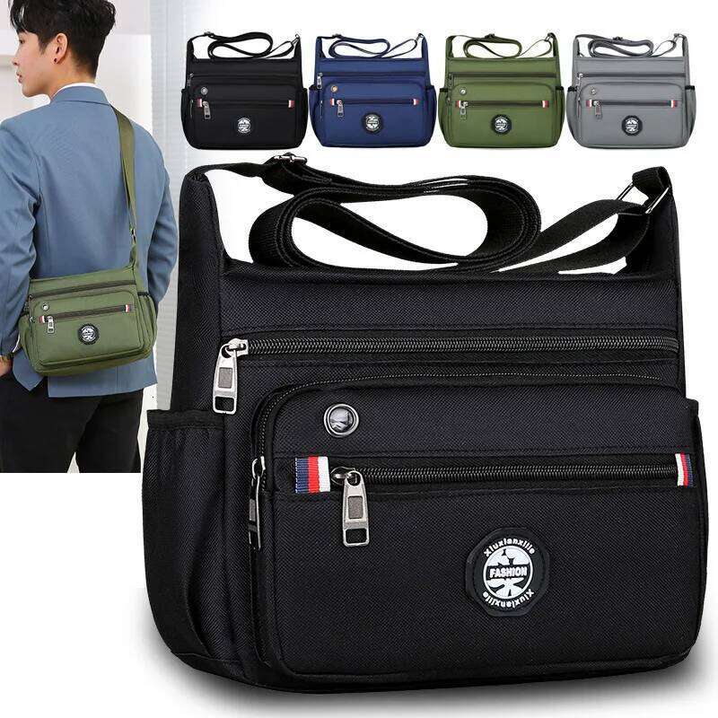 Men's Unisex Large Capacity Casual Shoulder Commuter Crossbody Cross Square Travelling Bag Oxford Cloth Fabric