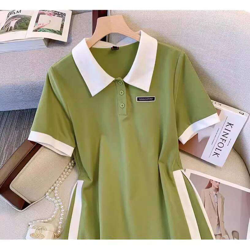 Women's Slimming Patchwork A-line Skirt Spring and Summer Fashion Collar Dress for Women XJ260131