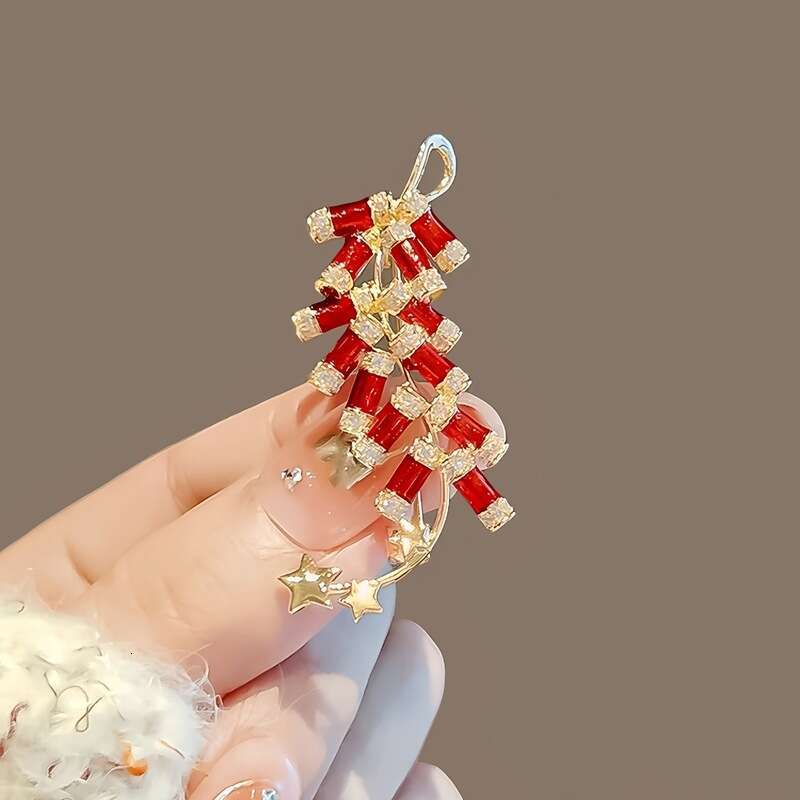 Red Festive Firecracker Brooch Niche Retro Corsage Exquisite Simple Versatile High-end Suit Pin Accessory