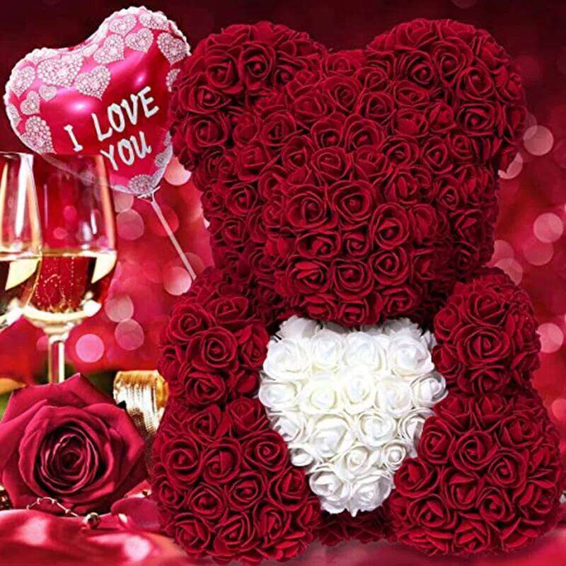 Christmas Decoration Valentine's Day Flower Birthday Gift Teddy Bear Simulation Rose Y260131