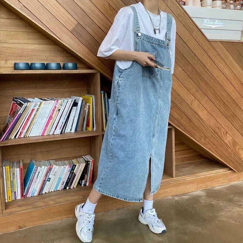 Spring Summer Denim Overall Dress Women Sleeveless Jeans Fashion Female Solid Slip Casual Loose Spaghetti Strap Dresses XJ260131