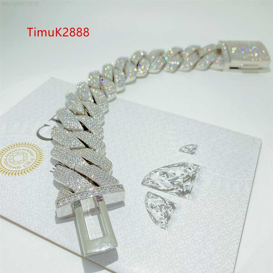 High Quality Hip Hop Bracelet Vvs Moissanite Jewelry Custom 26mm Gold Sparkling Ice Out 925 Sterling Silver Cuban
