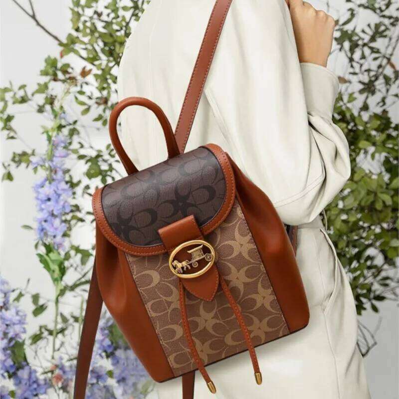 Women's handbag 2025 new fashionable contrasting color high-end feeling carriage large capacity backpack for women