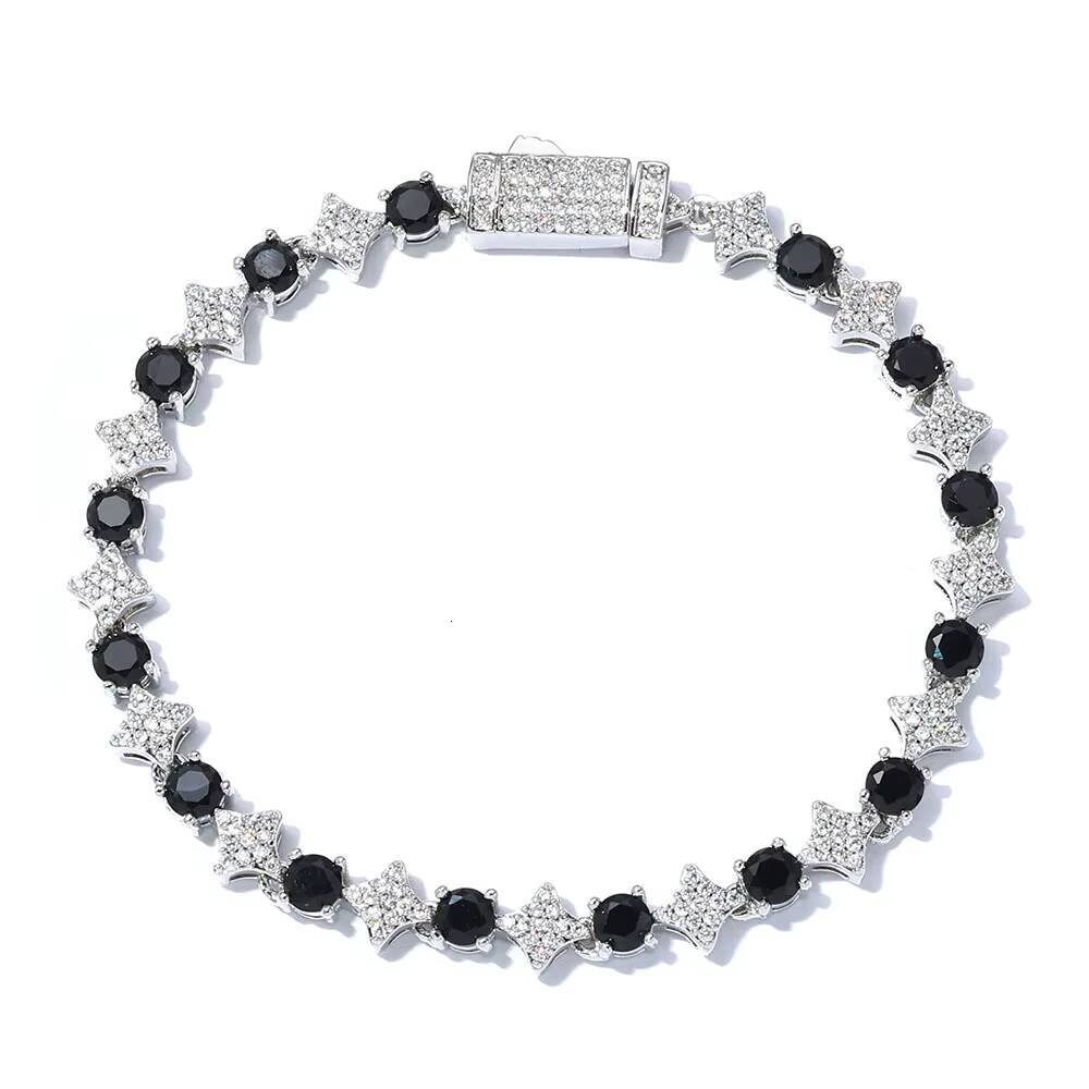 Hip Hop Jewelry Men and Women 925 Silver 6mm Tennis Bracelet Vvs Black Moissanite Star Bracelet High-quality Gift Jewelry