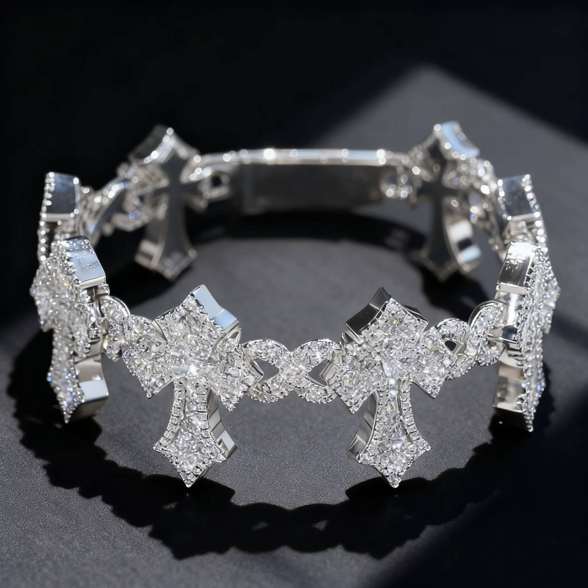 VVS Moissanite Cross Cuban Link Bracelet 925 Silver Fine Hip Hop Jewelry for Men GRA Certificated Custom Stylish Mens Bracelet