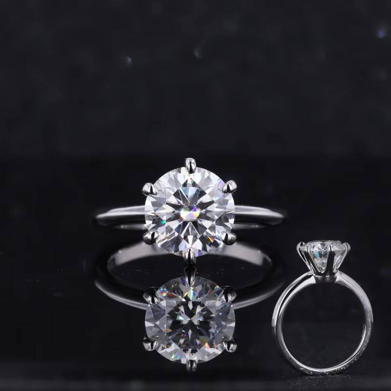 Starsgem Solitaire Style Ring 14k White Gold 25ct Round Brilliant Cut Moissanite Engagement Ring