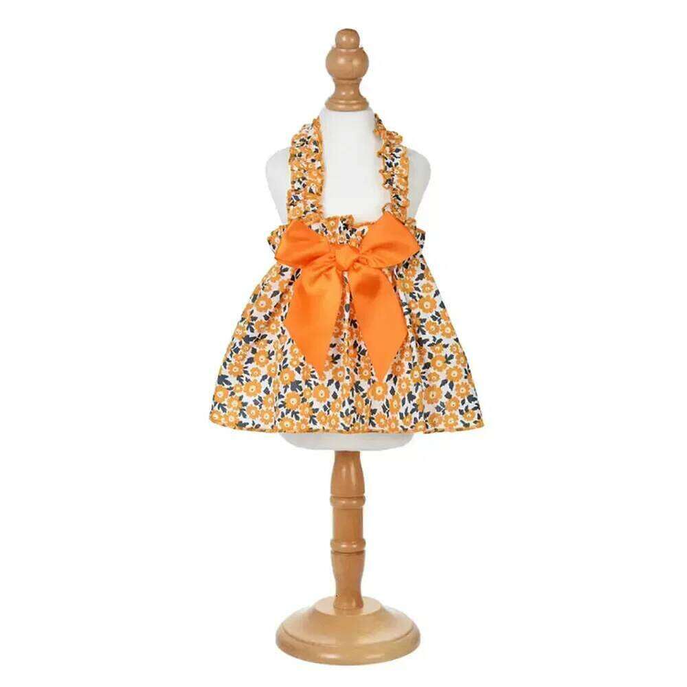 Girl Daisy Fancy Dress Party Wedding Pet Shirt Suit with Plaid Skirt Summer Spring Cat Apparel for Small Puppy Supplies Pugs H260130