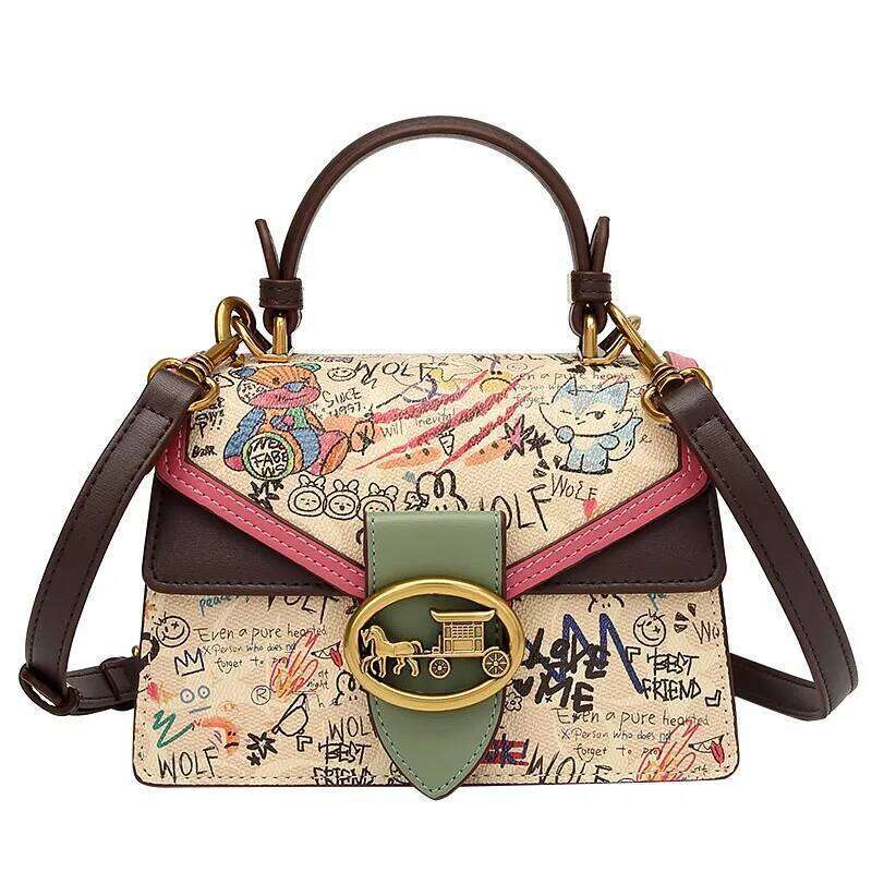 Women's 2024 New High end Luxury Printed One Shoulder Handbag Contrast Color Minimalist Fashion Crossbody Bag