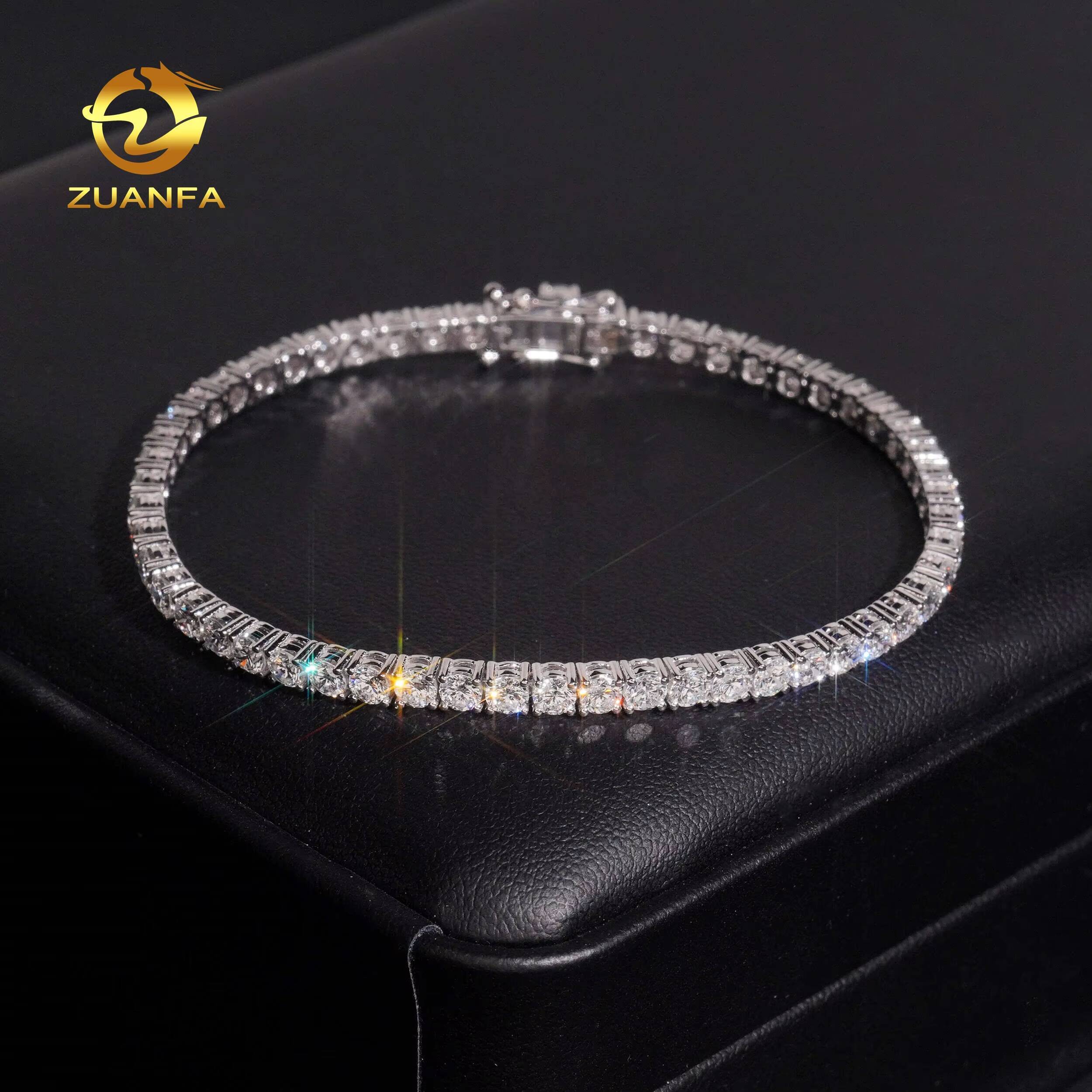 IGI Certificated 14K White Gold DEF Color VVS1 Round Cut 3MM 10 Pointer Lab Grown Diamond Tennis Bracelet