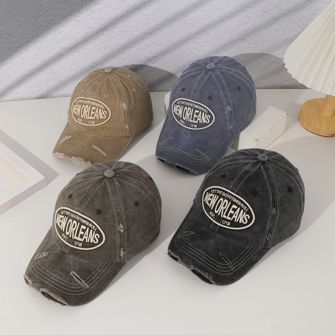 Spring Summer Vintage do old washed embroidered letter 1718 baseball cap soft top comfortable cotton visor 260120