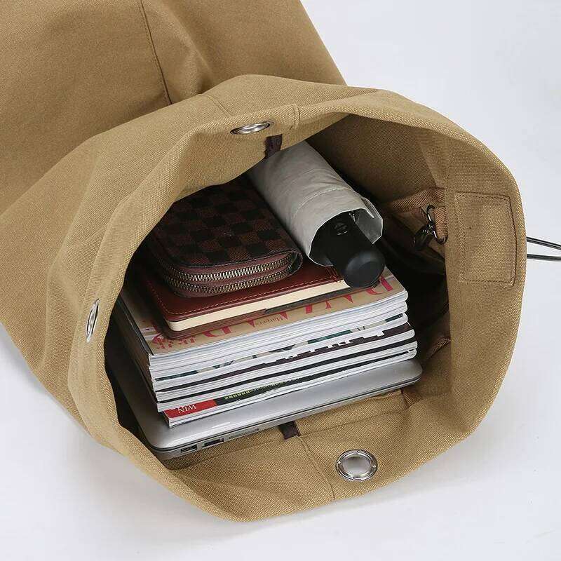 Large-capacity travel backpack, fabric-reinforced, drawstring closure, double-shoulder bag