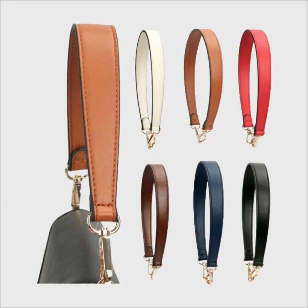 100% Genuine Leather Handbags Handles For Handbag Short Purse Strap Golden Buckle Replacement Bag Belt Band